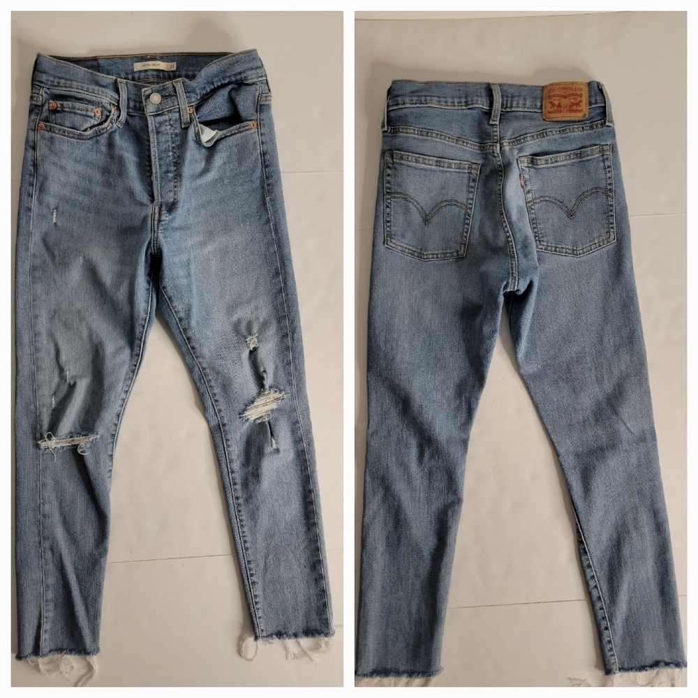 Levi's Light Blue High Rise Distressed Jeans